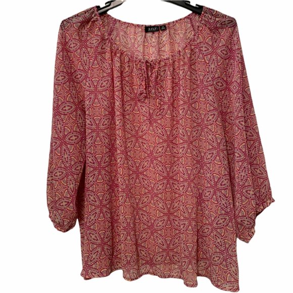 a.n.a Tops - a.n.a 2XL Pink Sheer Top